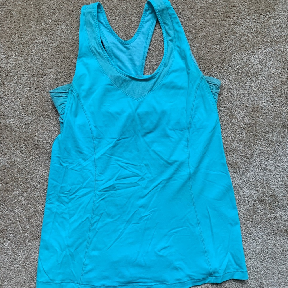 Teal built in bra lulu tank